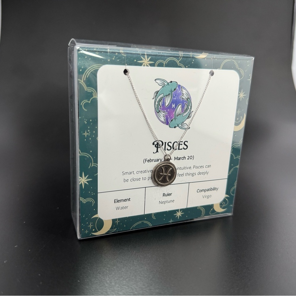 Pisces Zodiac Medallion Necklace .925 Sterling Silver